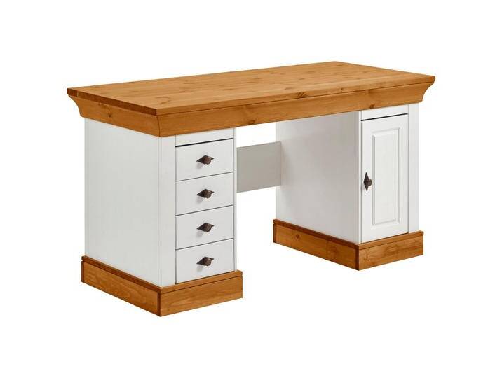 Boxxx SCHREIBTISCH, Bernstein, Weiß, Metall, Kiefer, massiv, 4 Schubladen, 65x77x143 cm, Arbeitszimmer, Schreibtische, Bürotische Boxxx SCHREIBTISCH, Bernstein, Weiß, Metall, Kiefer, massiv, 4 Schubladen, 65x77x143 cm, Arbeitszimmer, Schreibtische, Bürotische von XXXLutz