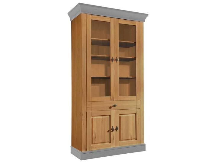 Boxxx VITRINE, Grau, Laugenfarbig, Holz, Kiefer, massiv, 4 Fächer, 1 Schubladen, 108x202x45 cm, Beimöbel erhältlich, Esszimmer, Vitrinen von XXXLutz