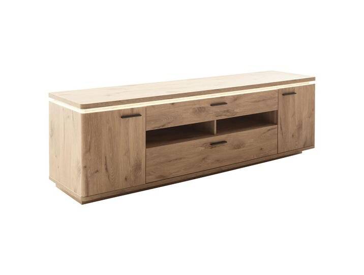 Cantus LOWBOARD, Eiche, Metall, 2 Fächer, 2 Schubladen, 210x65x50 cm, Beimöbel erhältlich, Wohnzimmer, Wohnwände, Lowboards von XXXLutz
