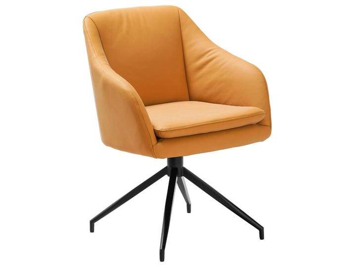 Cassando ARMLEHNSTUHL, Cognac, Schwarz, Metall, Echtleder, Nubukleder, Drehkreuz, 61x83x61.5 cm, SGS-geprüft, Sitzfläche 360° drehbar, inklusive von XXXLutz