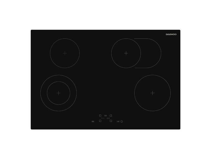 Daewoo GLASKERAMIKKOCHFELD, Schwarz, Glas, 78x4.1x52 cm, Kindersicherung, Sicherheitsabschaltung, Bräterzone, Warmhaltezone, Restwärmeanzeige je von XXXLutz