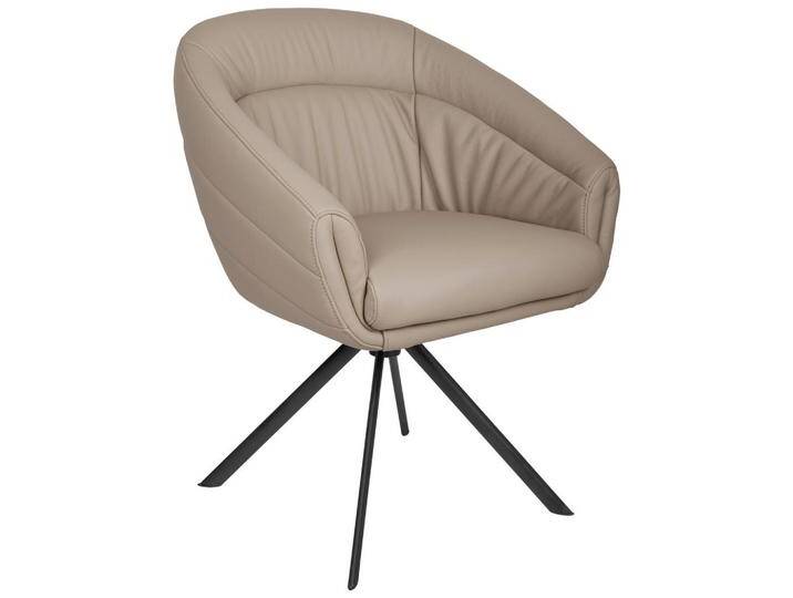 Emilio Belluti ARMLEHNSTUHL, Schwarz, Taupe, Metall, Echtleder, Rindleder, Drehkreuz, 62x82x64 cm, Sitzfläche 360° drehbar, automatische von XXXLutz