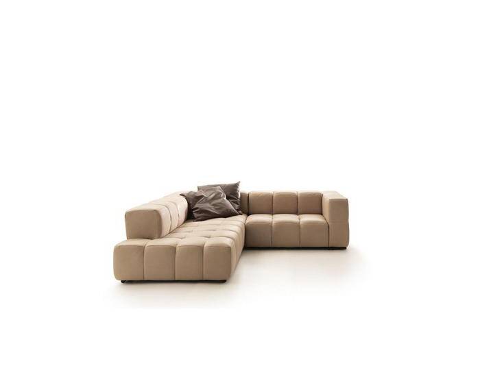 Emilio Belluti ECKSOFA, Hellbraun, Echtleder, Semi-Anilinleder, Ottomane links, L-Form, 255x244 cm, Made in EU, Wohnzimmer, Sofas & Couches, von XXXLutz