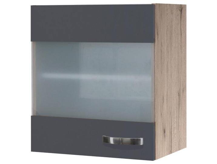 FlexWell KÜCHENOBERSCHRANK, Eiche San Remo, Dunkelgrau, Metall, 1 Fächer, einzeln stellbar, 50x54x32 cm, Made in Germany, hängend, individuell von XXXLutz