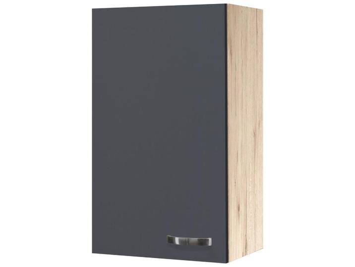 FlexWell KÜCHENOBERSCHRANK, Eiche San Remo, Dunkelgrau, Metall, 2 Fächer, einzeln stellbar, 50x89x32 cm, Made in Germany, hängend, individuell von XXXLutz
