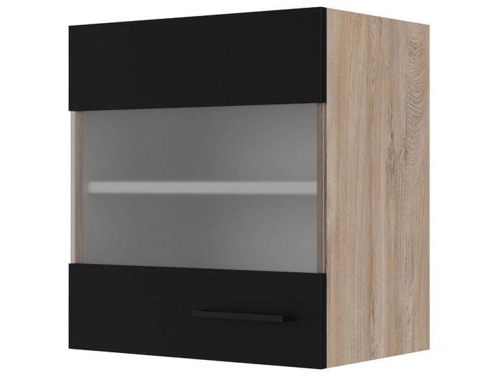 FlexWell KÜCHENOBERSCHRANK, Schwarz, Eiche, Klar, Metall, 1 Fächer, einzeln stellbar, 50x54.8x32 cm, Made in Germany, individuell planbar, von XXXLutz