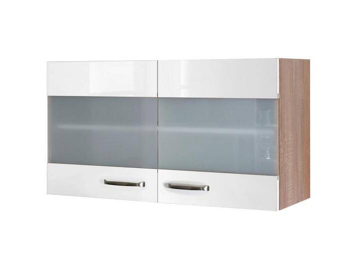 FlexWell KÜCHENOBERSCHRANK, Sonoma Eiche, Weiß Hochglanz, Metall, 1 Fächer, einzeln stellbar, 100x54.8x32 cm, Made in Germany, individuell planbar, von XXXLutz