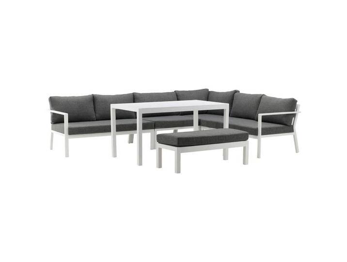 Gardenson DINING-LOUNGESET, Grau, Weiß, Metall, L-Form, Loungemöbel, Loungemöbel-Sets von XXXLutz