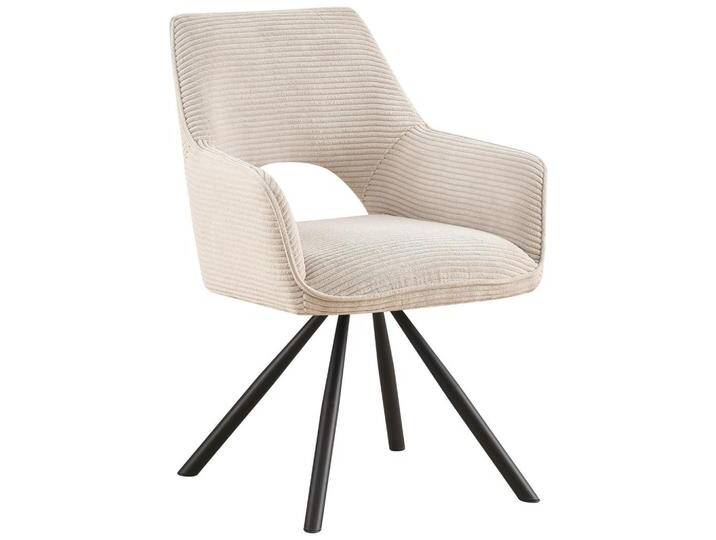 Hom`in ARMLEHNSTUHL, Creme, Metall, Drehkreuz, 60x85x63 cm, automatische Rückholfunktion, Sitzfläche 180° drehbar, inklusive Armlehnen, Stoffauswahl, von XXXLutz