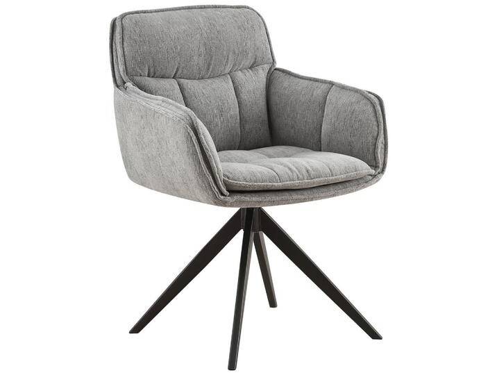 Hom`in ARMLEHNSTUHL, Grau, Schwarz, Metall, Drehkreuz, 62x86x65 cm, Sitzfläche 360° drehbar, inklusive Armlehnen, Esszimmer, Stühle, Esszimmerstühle, von XXXLutz