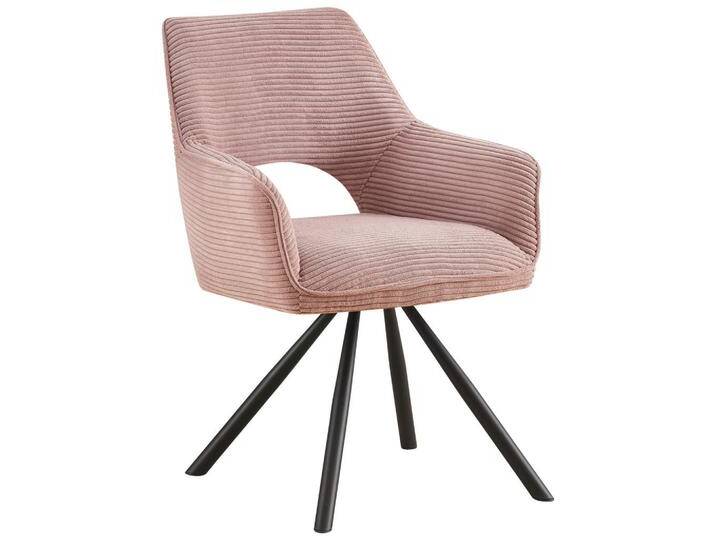 Hom`in ARMLEHNSTUHL, Pink, Metall, Drehkreuz, 60x85x63 cm, automatische Rückholfunktion, Sitzfläche 180° drehbar, inklusive Armlehnen, Stoffauswahl, von XXXLutz