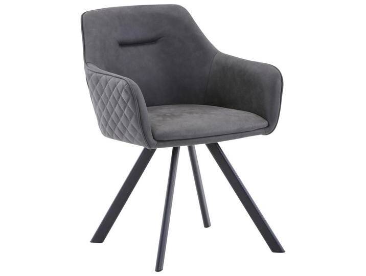 Hom`in ARMLEHNSTUHL, Schwarz, Graubraun, Metall, eckig, 59x80x60 cm, Stoffauswahl, Sitzfläche 180° drehbar, Esszimmer, Stühle, Esszimmerstühle, von XXXLutz