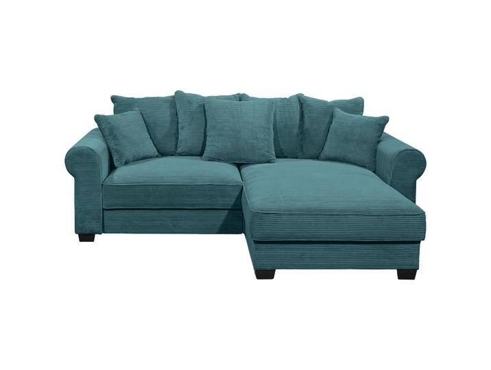 Hom`in ECKSOFA, Azurblau, 2-Sitzer, Füllung: Polyester, Ottomane rechts, seitenverkehrt montierbar, L-Form, 255x185 cm, Rücken echt, Wohnzimmer, Sofas von XXXLutz
