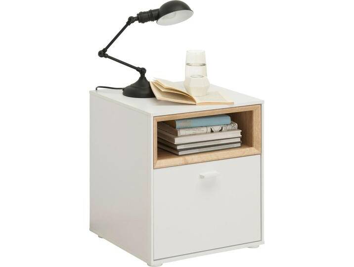 Hom`in NACHTSCHRANK, Weiß, Eiche, Kunststoff, 1 Schubladen, 41.8x48x40 cm, Schlafzimmer, Nachttische von XXXLutz