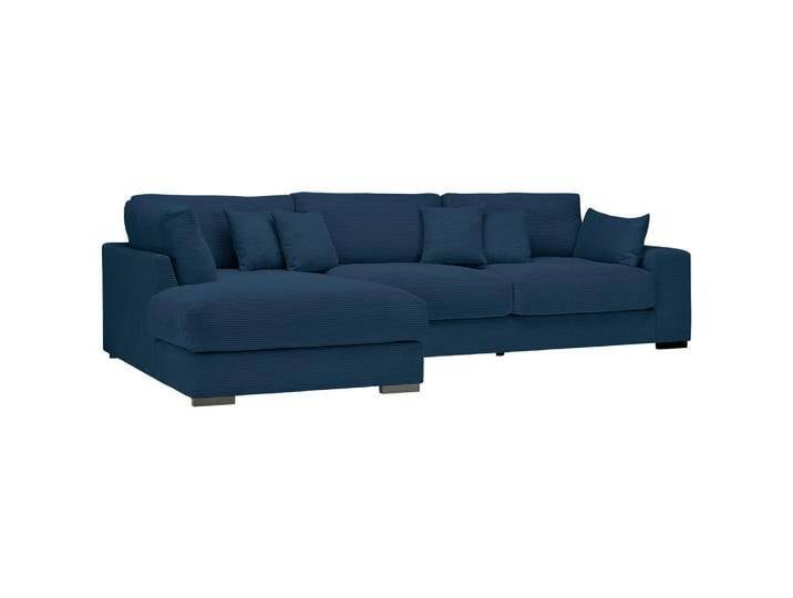 Lomoco ECKSOFA, Dunkelblau, 4-5-Sitzer, Füllung: Schaumstoff, Ottomane links, L-Form, 340x205 cm, Stoffauswahl, seitenverkehrt erhältlich, Hocker von XXXLutz