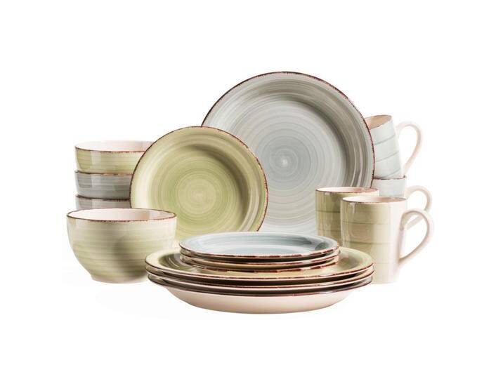 Mäser KOMBISERVICE, Olivgrün, Blaugrau, Keramik, 16-teilig, 390 ml, Essen & Trinken, Geschirr, Geschirr-Sets, Kombiservice von XXXLutz