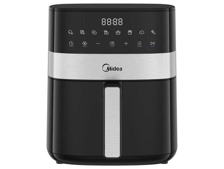 Midea HEIßLUFTFRITTEUSE Airfryer MF-CN65E2, Schwarz, Silber, Kunststoff, 6.3 L, 38.7x30.0x27.1 cm, antihaftbeschichteter Innenbehälter, von XXXLutz