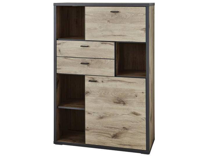 Modante HIGHBOARD, Eiche, Dunkelgrau, Metall, 1 Fächer, 2 Schubladen, 95.8x140.9x37.4 cm, Beimöbel erhältlich, stehend, Wohnzimmer, Kommoden & von XXXLutz