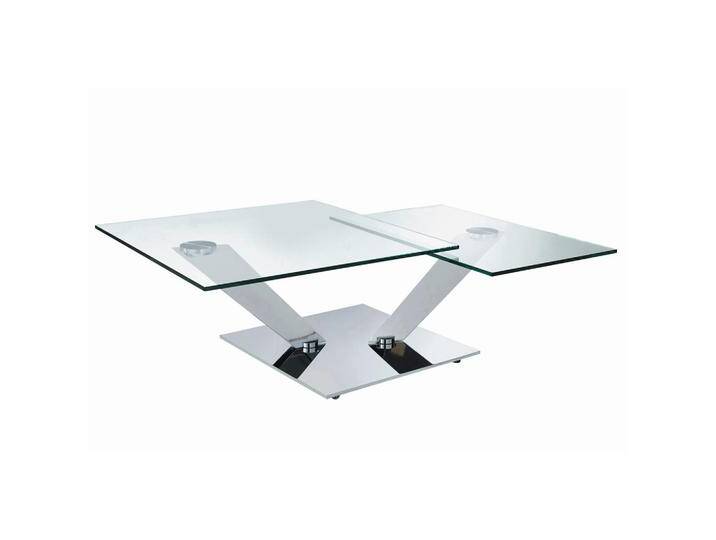 Naos COUCHTISCH Naos Calypso, Klar, Chrom, Metall, Glas, quadratisch, Säule, Bodenplatte, 84-106x40x84-129 cm, Wohnzimmer, Wohnzimmertische, von XXXLutz