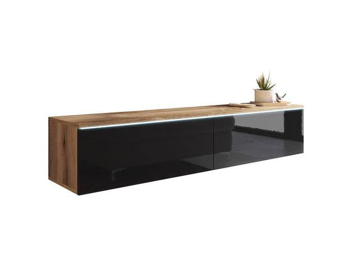 P & B LOWBOARD D140, Eiche Wotan, Schwarz Hochglanz, 140x30x33 cm, FSC, Made in EU, stehend, hängend, Beleuchtung, in verschiedenen Holzdekoren P & B LOWBOARD D140, Eiche Wotan, Schwarz Hochglanz, 140x30x33 cm, FSC, Made in EU, stehend, hängend, Beleuchtung, in verschiedenen Holzdekoren von XXXLutz