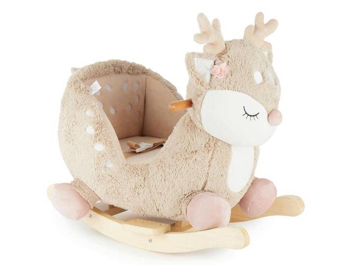 SCHAUKELTIER Reh Ella, Beige, Holz, Metall, Pinie, 60x52x26.5 cm, Fußstützen, Haltegriffe, gepolsterte Sitzfläche, Gurtsystem, Spielzeug, von XXXLutz