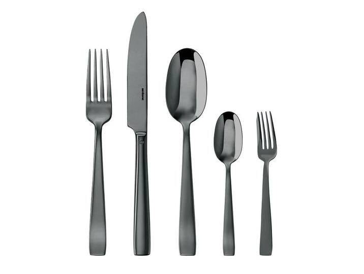 Sambonet BESTECKSET Flat Mirror Black, Schwarz, Metall, 30-teilig, lebensmittelecht, Essen & Trinken, Besteck, Besteck-Sets von XXXLutz