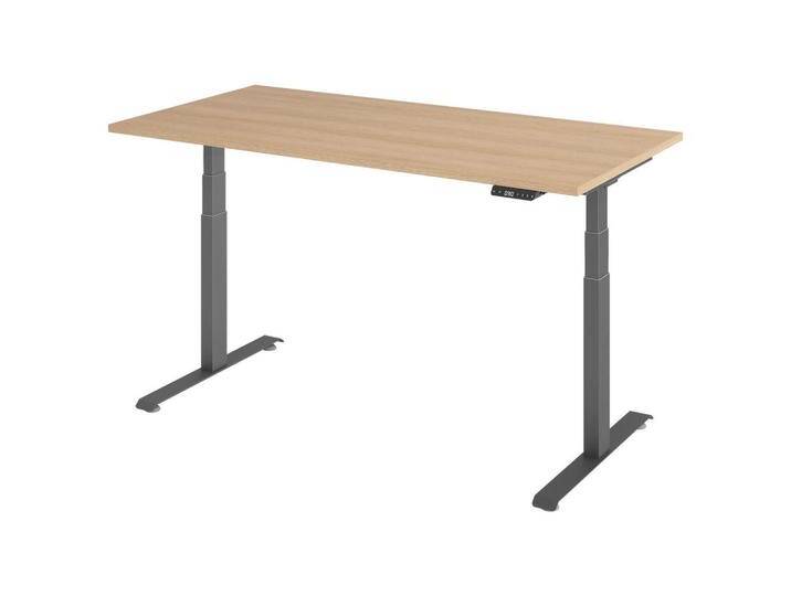 Venda SCHREIBTISCH, Graphit, Eiche, Metall, rechteckig, Kufe, 80x64.5-129.5x160 cm, höhenverstellbar, Arbeitszimmer, Schreibtische, Bürotische Venda SCHREIBTISCH, Graphit, Eiche, Metall, rechteckig, Kufe, 80x64.5-129.5x160 cm, höhenverstellbar, Arbeitszimmer, Schreibtische, Bürotische von XXXLutz