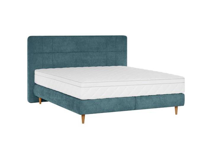 Welnova BOXSPRINGBETT, Blau, Eiche, massiv, H4, 7-Zonen, 120x200 cm, gepolstertes Kopfteil, in verschiedenen Größen erhältlich, Matratze durchgehend, von XXXLutz