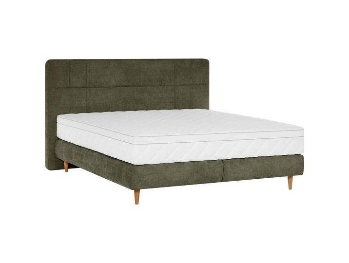 Welnova BOXSPRINGBETT, Olivgrün, Eiche, massiv, H5, 7-Zonen, 140x200 cm, gepolstertes Kopfteil, in verschiedenen Größen erhältlich, Matratze von XXXLutz