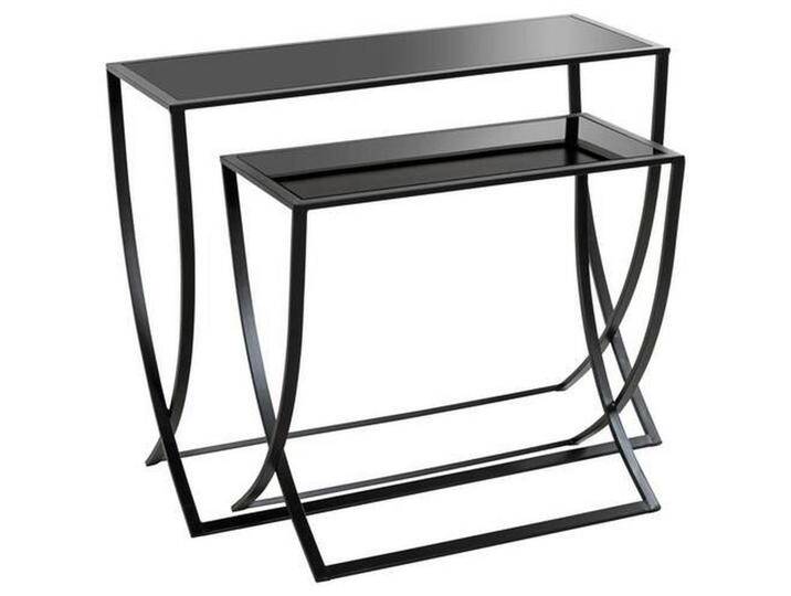 XXXL BEISTELLTISCHSET, Schwarz, Metall, Glas, 2-teilig, rechteckig, 30x55-65x60-80 cm, Wohnzimmer, Wohnzimmertische, Satztische von XXXLutz