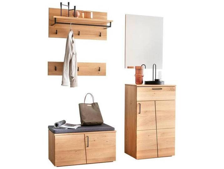 XXXL GARDEROBE, Anthrazit, Eiche, Holz, 6-teilig, Asteiche, furniert, massiv, 150x198x40 cm, Garderobe, Garderoben-Sets & Serien, Garderoben-Sets von XXXLutz