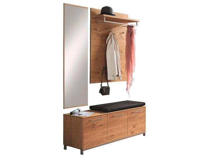 XXXL GARDEROBE, Anthrazit, Eiche, Holz, Glas, 4-teilig, Eiche, Balkeneiche, furniert, teilmassiv, 127x195x40 cm, Goldenes M, Made in Germany, von XXXLutz
