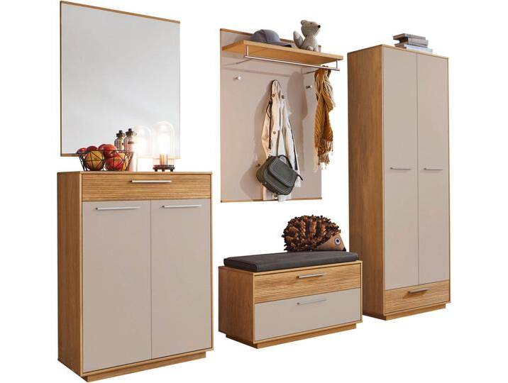 XXXL GARDEROBE, Anthrazit, Taupe, Eiche, Holz, Glas, 6-teilig, Eiche, furniert, massiv, teilmassiv, 1 Schubladen, 250x195x40 cm, Goldenes M, Made in von XXXLutz