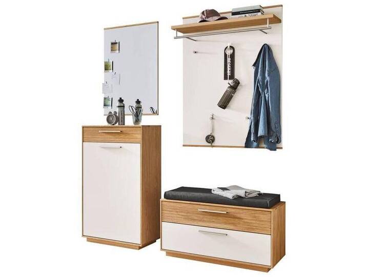 XXXL GARDEROBE, Anthrazit, Weiß, Eiche, Holz, 5-teilig, Eiche, furniert, massiv, teilmassiv, 160x195x40 cm, Goldenes M, Made in Germany, von XXXLutz