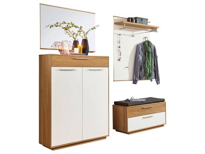 XXXL GARDEROBE, Anthrazit, Weiß, Eiche, Holz, 5-teilig, Eiche, furniert, massiv, teilmassiv, 185x195x40 cm, Goldenes M, Made in Germany, von XXXLutz