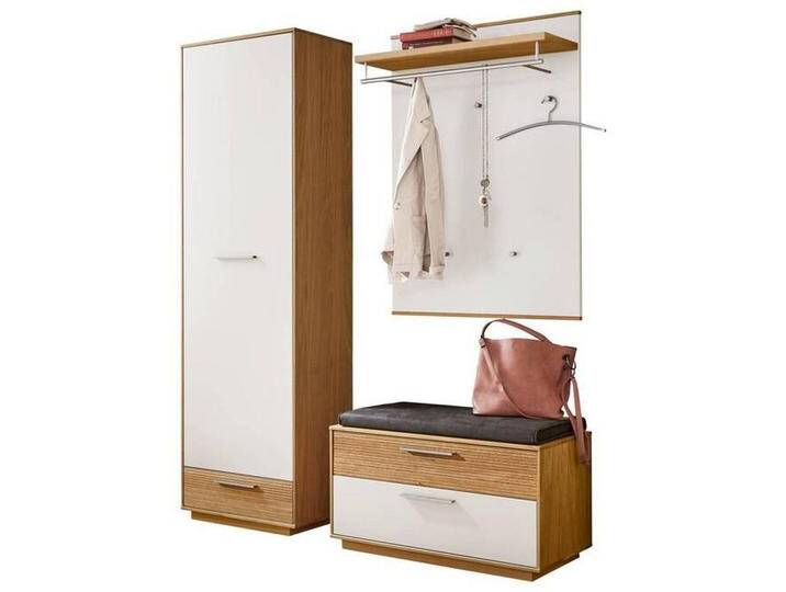 XXXL GARDEROBE, Anthrazit, Weiß, Eiche, Holz, Glas, 4-teilig, Eiche, furniert, massiv, teilmassiv, 160x195x40 cm, Goldenes M, Made in Germany, von XXXLutz