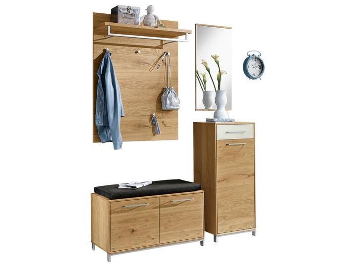XXXL GARDEROBE, Anthrazit, Weiß, Eiche, Holz, Glas, 5-teilig, Eiche, Balkeneiche, furniert, teilmassiv, 140x195x40 cm, Goldenes M, Made in Germany, von XXXLutz