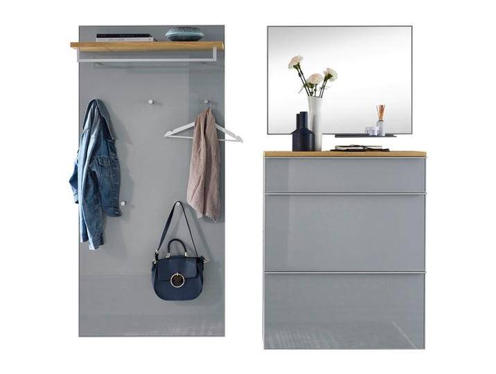 XXXL GARDEROBE, Grau, Holz, Glas, 4-teilig, Balkeneiche, furniert, 180x195x40 cm, DGM-Klimapakt, Goldenes M, Made in Germany, Garderobe, von XXXLutz