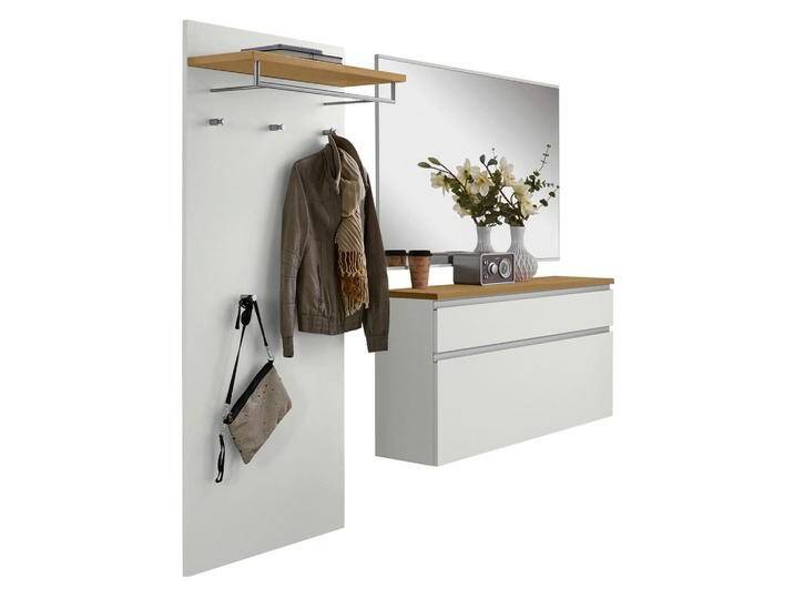 XXXL GARDEROBE, Silber, Weiß, Eiche, Holz, 3-teilig, Eiche, furniert, 210x190x31 cm, Goldenes M, Made in Germany, DGM-Klimapakt, Garderobe, von XXXLutz