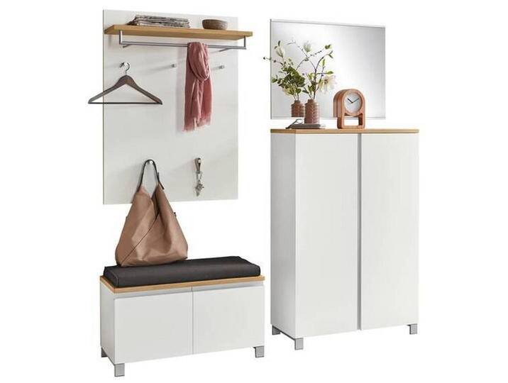 XXXL GARDEROBE, Silber, Weiß, Eiche, Holz, 5-teilig, Eiche, furniert, 180x210x40 cm, Goldenes M, Made in Germany, DGM-Klimapakt, Garderobe, von XXXLutz