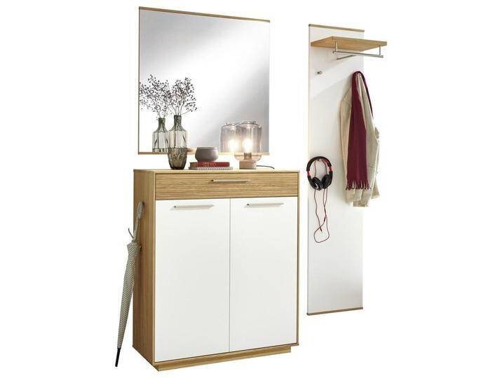 XXXL GARDEROBE, Weiß, Eiche, Holz, 3-teilig, Eiche, furniert, massiv, teilmassiv, 140x195x37 cm, Goldenes M, Made in Germany, DGM-Klimapakt, von XXXLutz