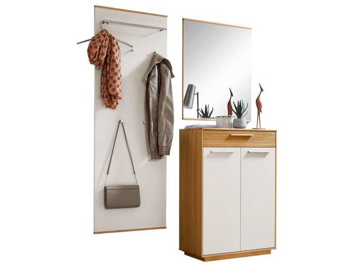 XXXL GARDEROBE, Weiß, Eiche, Holz, 3-teilig, Eiche, furniert, massiv, teilmassiv, 145x195x37 cm, Goldenes M, Made in Germany, DGM-Klimapakt, von XXXLutz