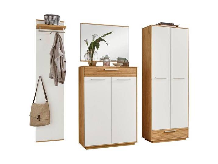 XXXL GARDEROBE, Weiß, Eiche, Holz, 4-teilig, Eiche, furniert, massiv, teilmassiv, 220x195x37 cm, Goldenes M, Made in Germany, DGM-Klimapakt, von XXXLutz
