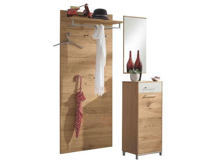 XXXL GARDEROBE, Weiß, Eiche, Holz, Glas, 3-teilig, Eiche, Balkeneiche, furniert, teilmassiv, 135x195x37 cm, Goldenes M, Made in Germany, von XXXLutz