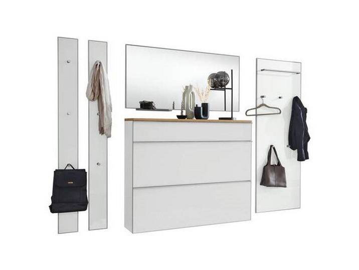 XXXL GARDEROBE, Weiß, Holz, Glas, 6-teilig, Balkeneiche, furniert, 260x195x31 cm, DGM-Klimapakt, Goldenes M, Made in Germany, Garderobe, von XXXLutz