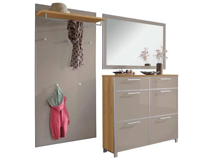 XXXL GARDEROBE Santina, Taupe, Eiche, Holz, Glas, 3-teilig, furniert, 210x195x31 cm, Goldenes M, Made in Germany, DGM-Klimapakt, Garderobe, von XXXLutz