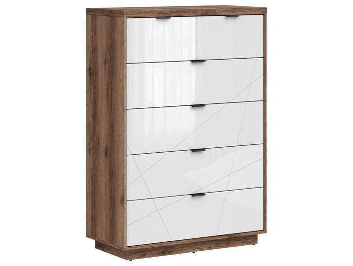 XXXL KOMMODE, Eiche, Weiß Hochglanz, 6 Schubladen, 90x130.5x42.5 cm, Wohnzimmer, Kommoden & Sideboards, Kommoden von XXXLutz