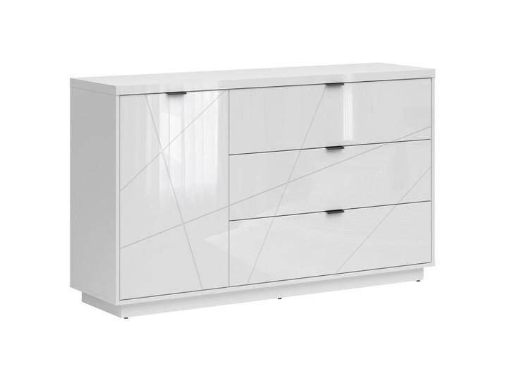 XXXL SIDEBOARD, Weiß, Weiß Hochglanz, 1 Fächer, 3 Schubladen, 156x93x42.5 cm, Wohnzimmer, Kommoden & Sideboards, Sideboards von XXXLutz