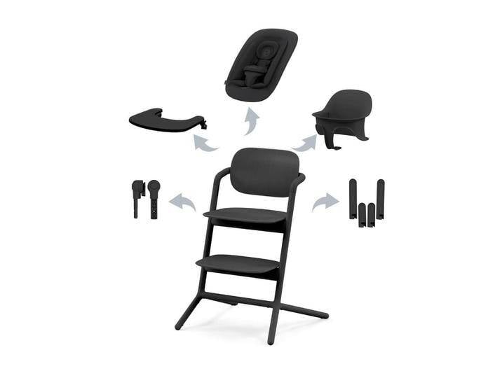cybex GOLD HOCHSTUHL Lemo 4 in 1 Set, Schwarz, Holz, Kunststoff, 54.5x81.5x56 cm, Fußstütze verstellbar, Sitzfläche Essbrett abnehmbar, von XXXLutz