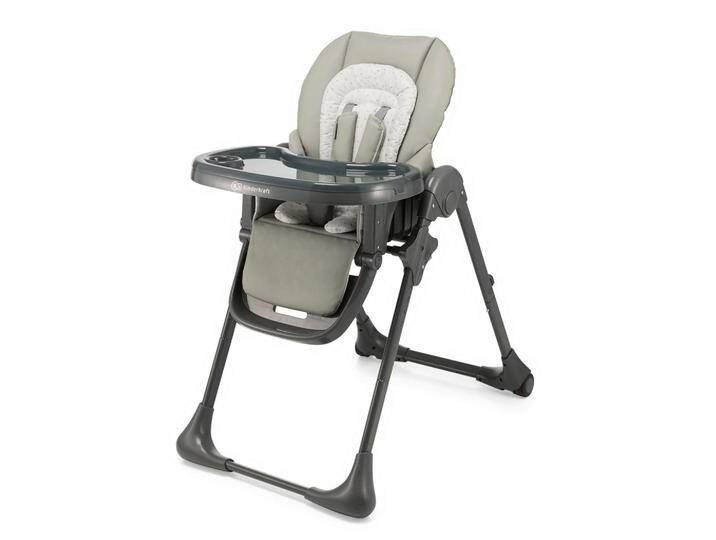 Kinderkraft HOCHSTUHL Tummie, Grau, 55.5x101x84.5 cm, in Liegefläche verstellbar, zusammenklappbar, 5-Punkt-Gurt, Snacktablett, Fußstütze Sitzfläche von XXXLutz